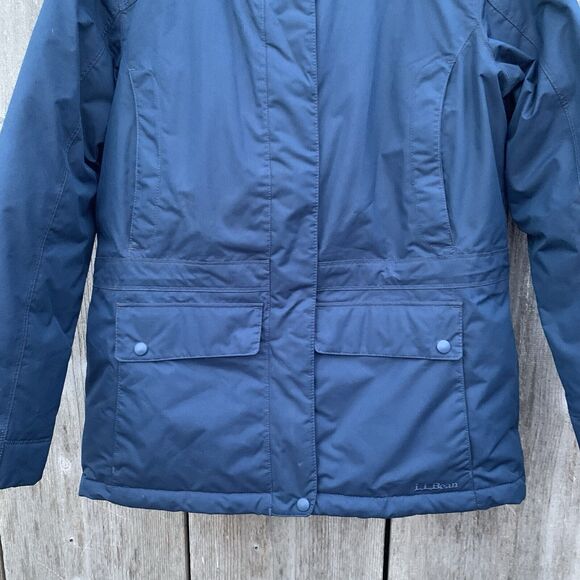 L.L. BEAN Jacket Sz SM Blue Baxter State Parka Goose Down Faux Fur Hood - Picture 7 of 16